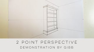 How to draw a bookcase using 2 pt perspective