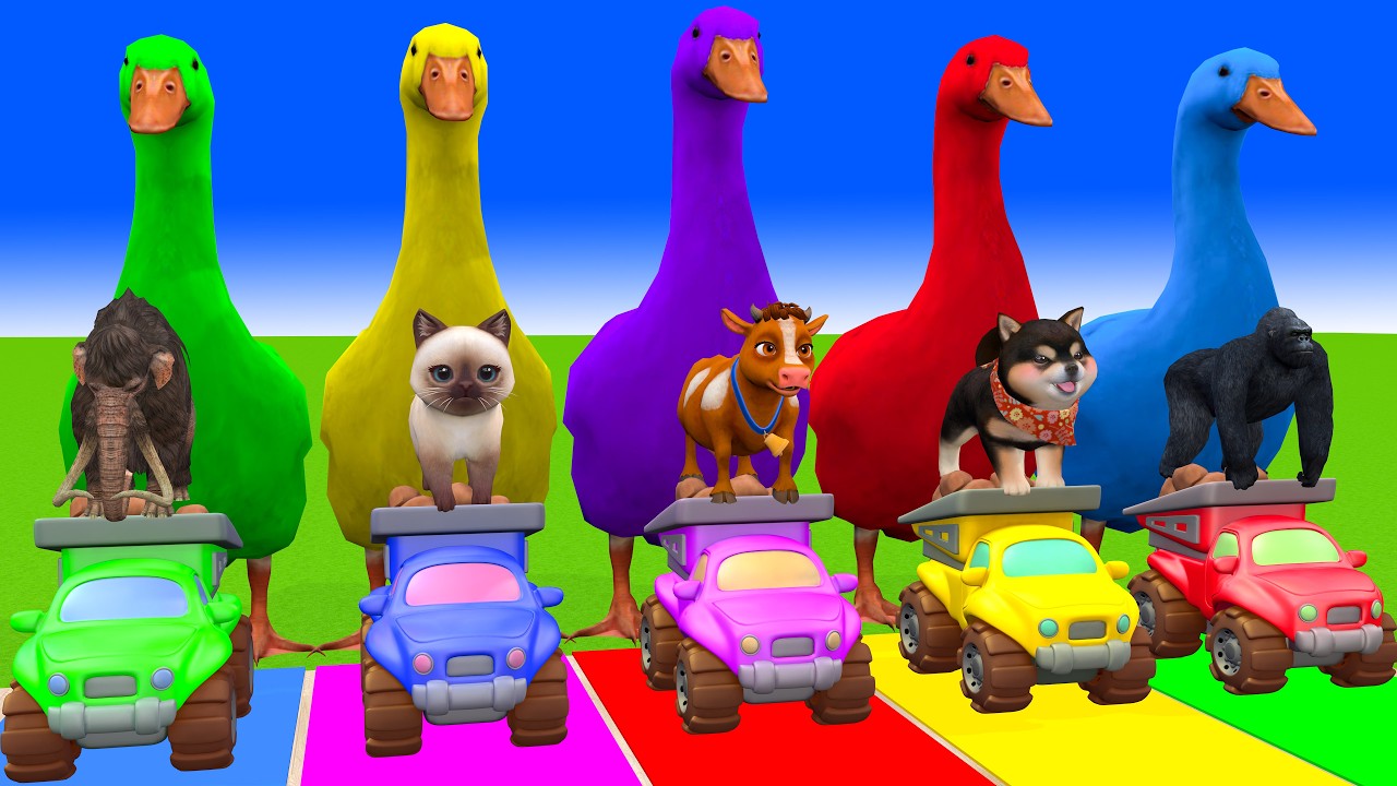 Long Slide Game With Cow Elephant Gorilla Hippopotamus Tiger 3d Animal Game Funny 3d Animals