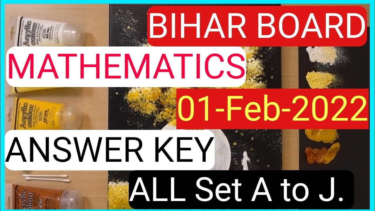1-feb-22 math exam answer key || maths answer key Biharboard 2022 ||  math answer key 2022