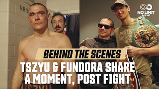 Tim Tszyu \& Sebastian Fundora share a moment after a 12-round bloodshed classic | Behind the scenes