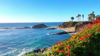 Ocean Waves Sounds of Laguna Beach with Calm Beautiful Background Music