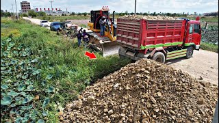 Amazing New Processing! Landfilling by Dump Trucks with Powerful Bulldozer Pushing soils 