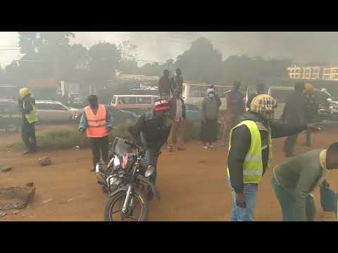 Youths demonstrate in Nairobi's Kabete area, after a police officer shot and killed six people