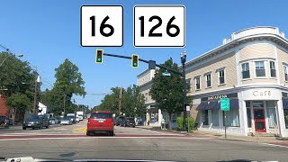 ⁴ᴷ⁶⁰ Driving Massachusetts Route 16 / Route 126 in Holliston, Massachusetts