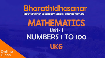 PPT | Mathematics | UKG | Unit 1 | NUMBERS FROM 1 TO 100  | Bharathidhasanar Matric Hr Sec School