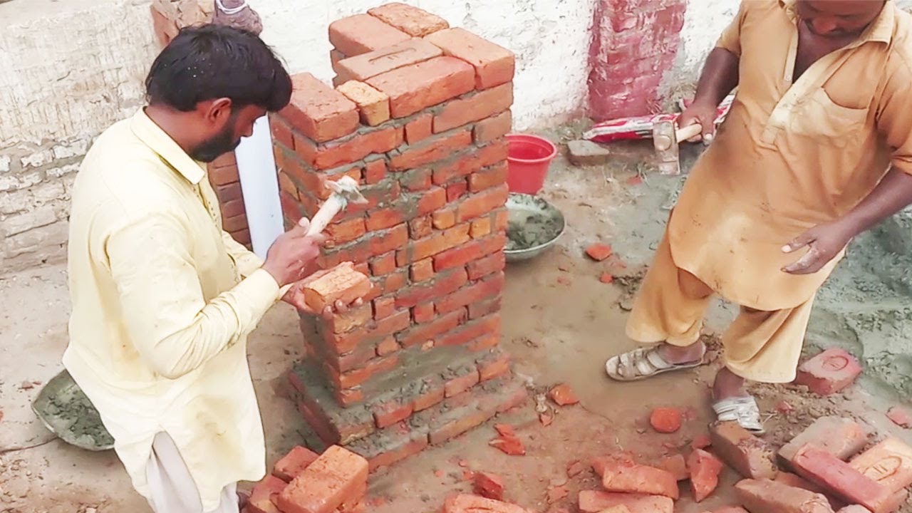 How to Make a Wall With bricks and cement - YouTube