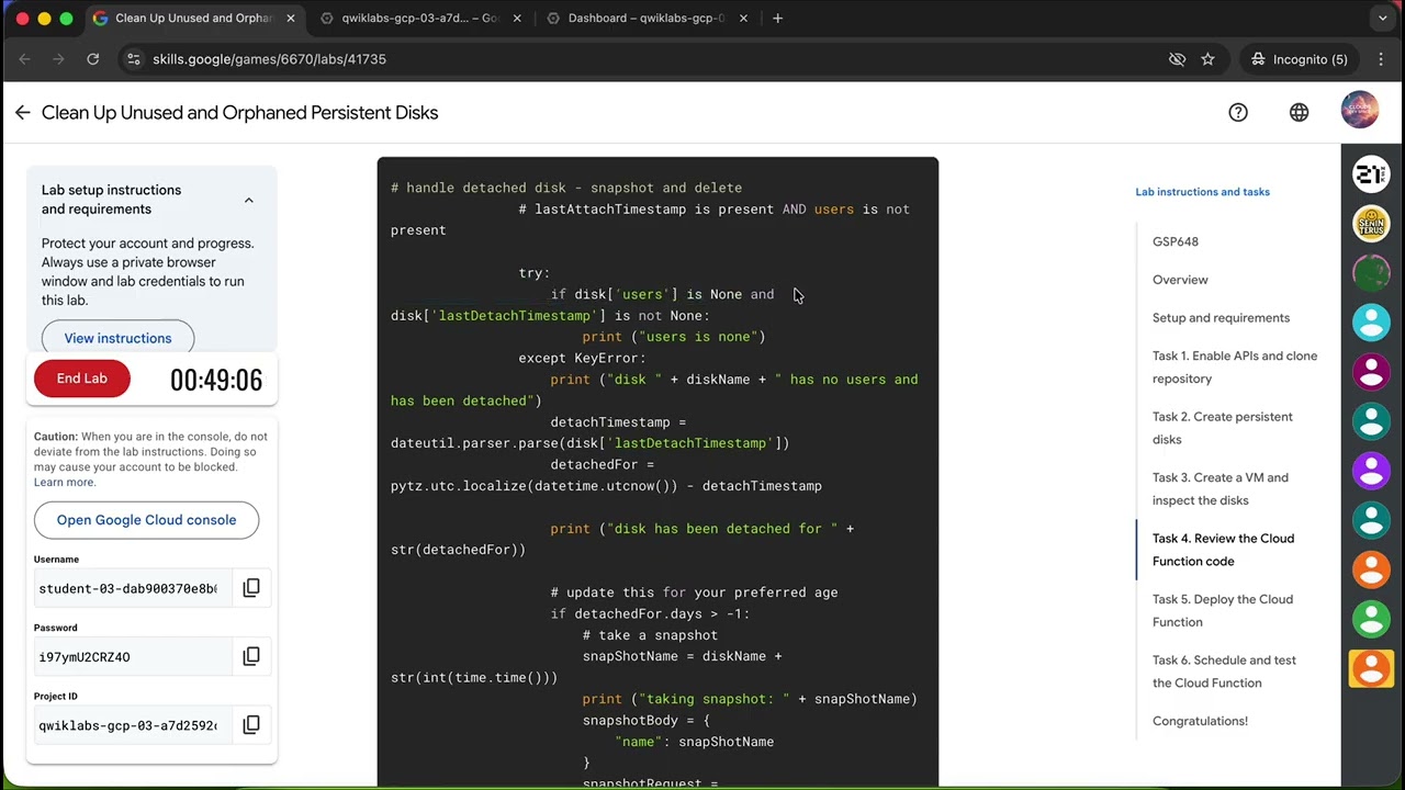 Clean Up Unused and Orphaned Persistent Disks | GSP648