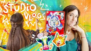 STUDIO VLOG ☼ New Stickers, Painting, Shop Update + Story Time!