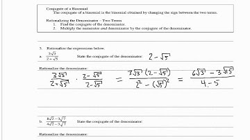 rationalizing a denominator containing two terms   module 39   mth 062