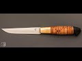 Couteau  puukko par la forge de pierre  corce de bouleau et lame en acier carbone c70