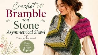 Left Hand: Crochet Bramble & Stone Asymmetrical Arrow Point Shawl