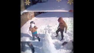#kar yağdı dünya bembeyaz oldu 😍🥶 çocuklar sevindi ve kar topu oynadı