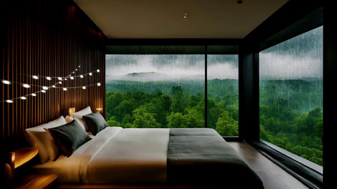 Rainy in a Cozy Bedroom 🌃 Peaceful Piano for Insomnia, Deep Sleep & Studying