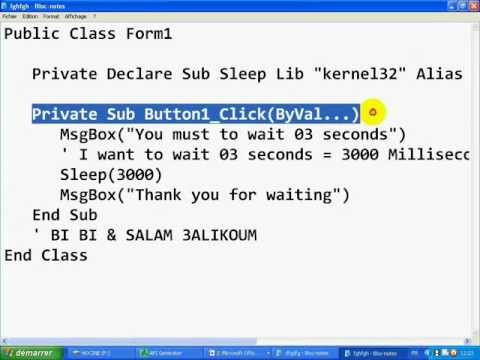 Visual Basic 2010 صنع الوظيفة Sleep() باستعمال API Functions
