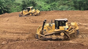 D7R and D8R Pushing Dirt and Slot Dozing Part 2