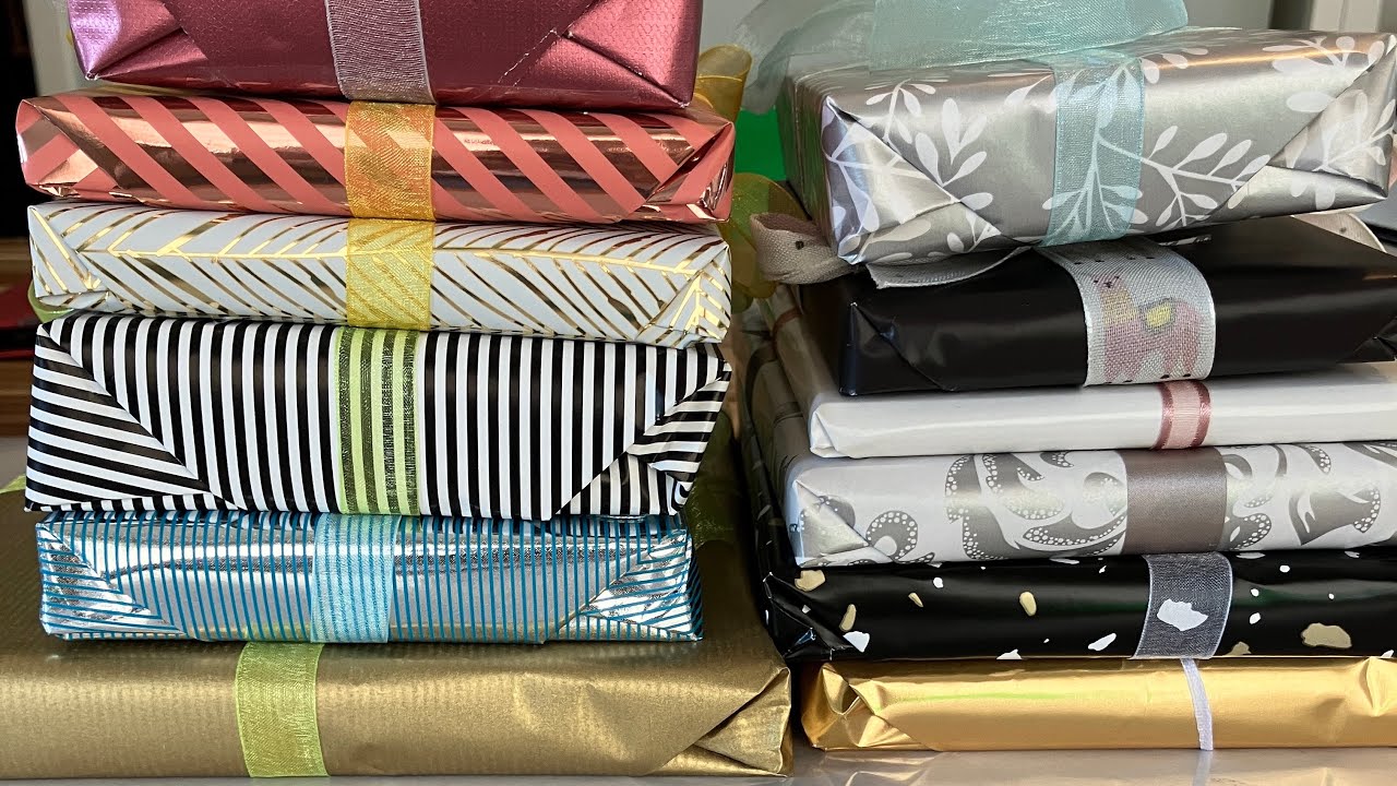 Claire’s ASMR Gift wrapping 🎁 gift wrapping 12 books 🌈 1 HOUR gift