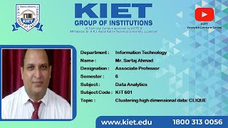 B.Tech_ CSIT/IT_6 Sem | Clustering high Dimensional Data: CLIQUE | Mr. Sartaj Ahmad