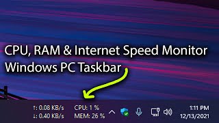 CPU, RAM & Network Speed Meter on Taskbar | Windows PC screenshot 1