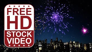 Free Stock Videos – colorfull fireworks over city night sky seamless loop animation screenshot 5