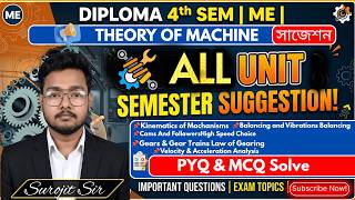 SUGGESTION 2026 for Diploma 4th Sem | Theory Of Machine l MCQ Solve।All Unit। ME।।by Surojit Sir