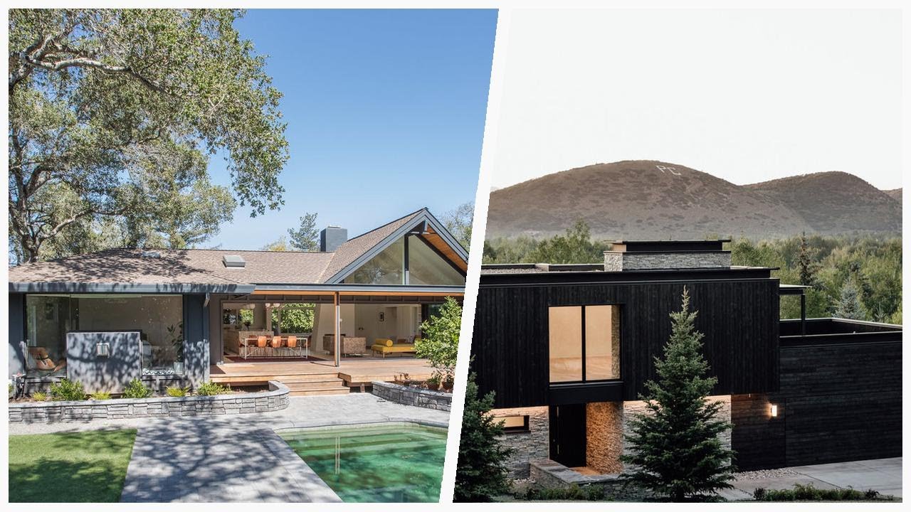75 Midcentury Modern Black Exterior Home Design Ideas You'll Love ⭐️