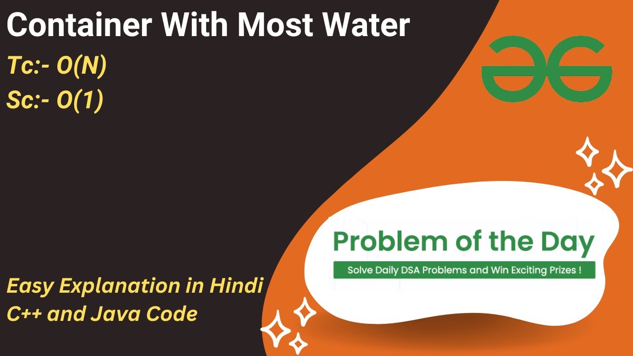 Container With Most Water | GFG POTD | C++ | Code Kar Lo - YouTube