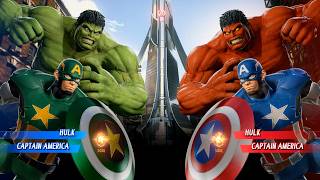 Red Hulk & Captain America VS Hulk & Green Captain America - Marvel vs Capcom Infinite