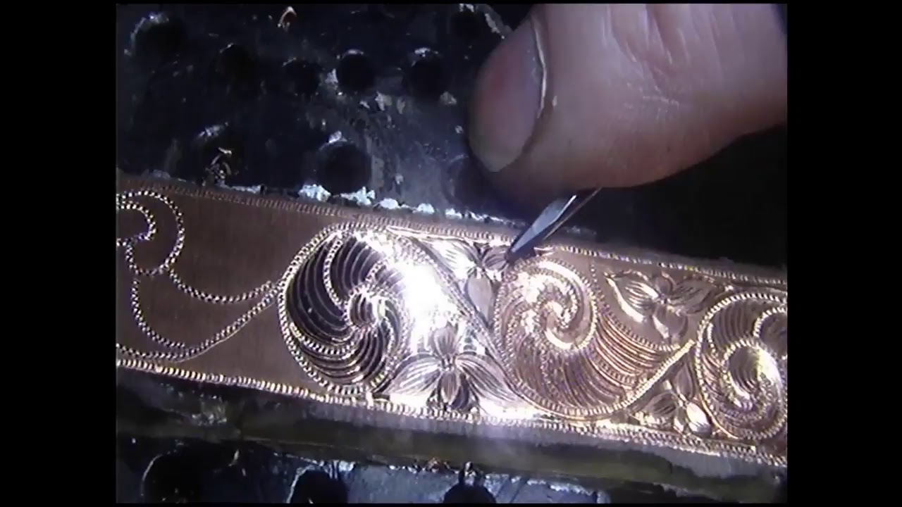 Hand engraving bright cut western bangle