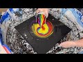 #1128 Rainbow SIX Compartment Split Cup Acrylic Pour Spun Out On Cake Turntable