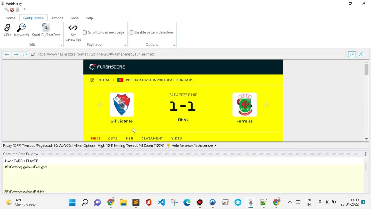 How to scrape from Flashscore website Yellow and Red card information - Time | CARD | PLAYER name