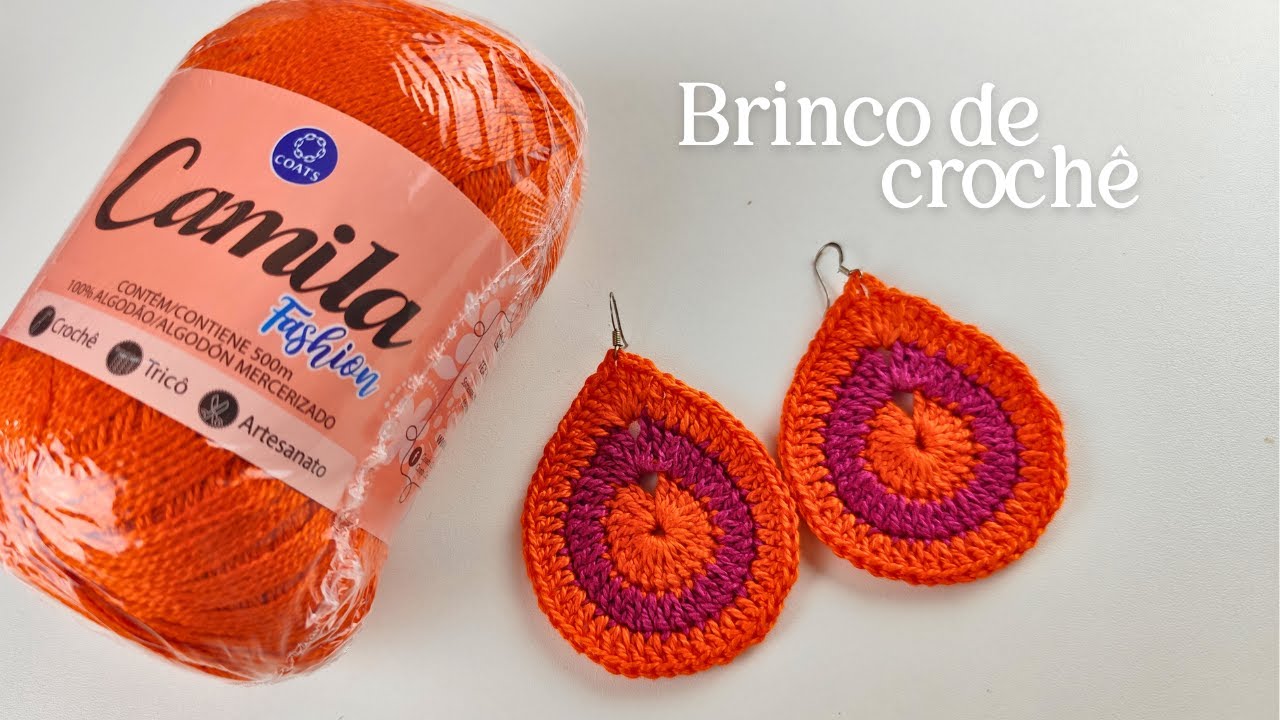 FAÇA UM LINDO BRINCO COLORIDO DE CROCHÊ