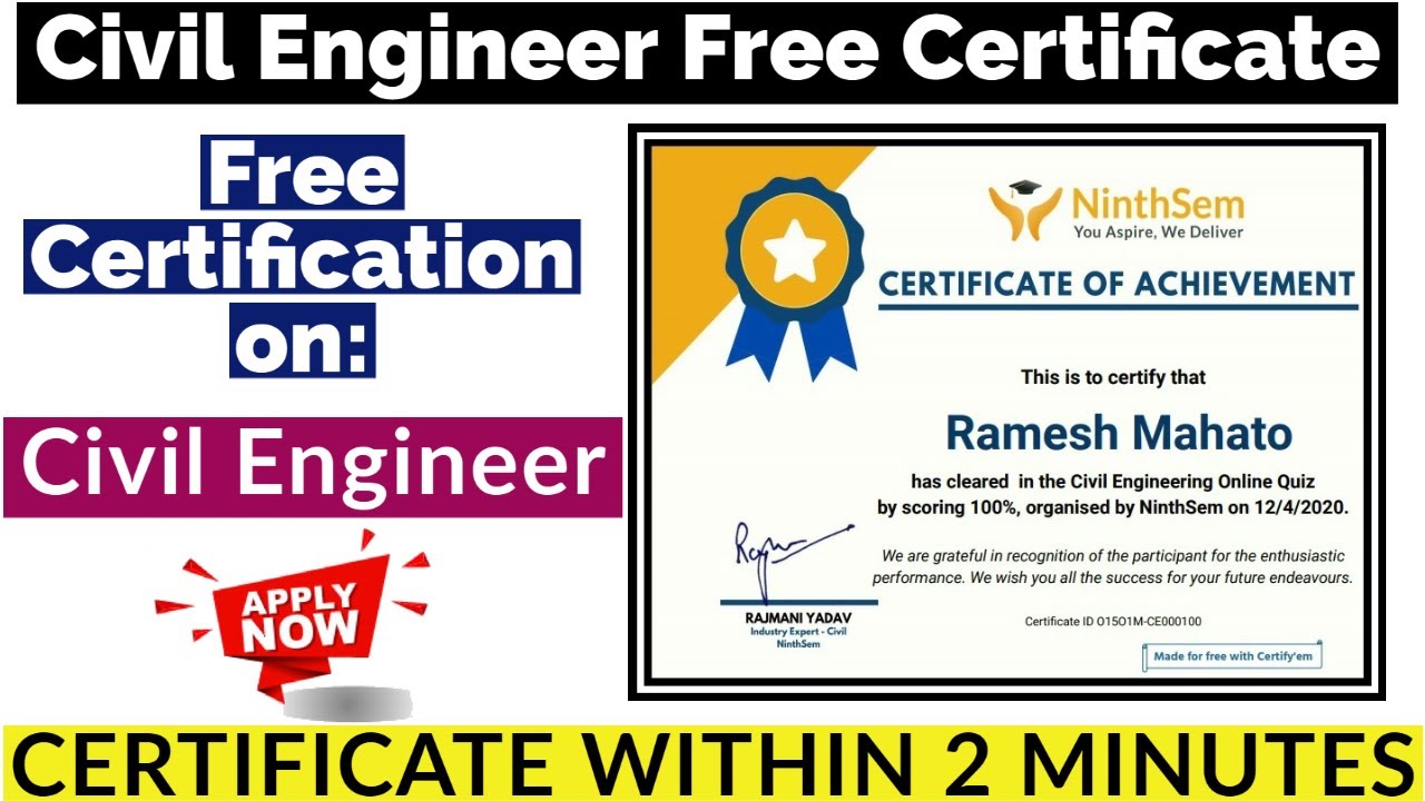 Civil Engineering Free Certification Free Certificate Civil 