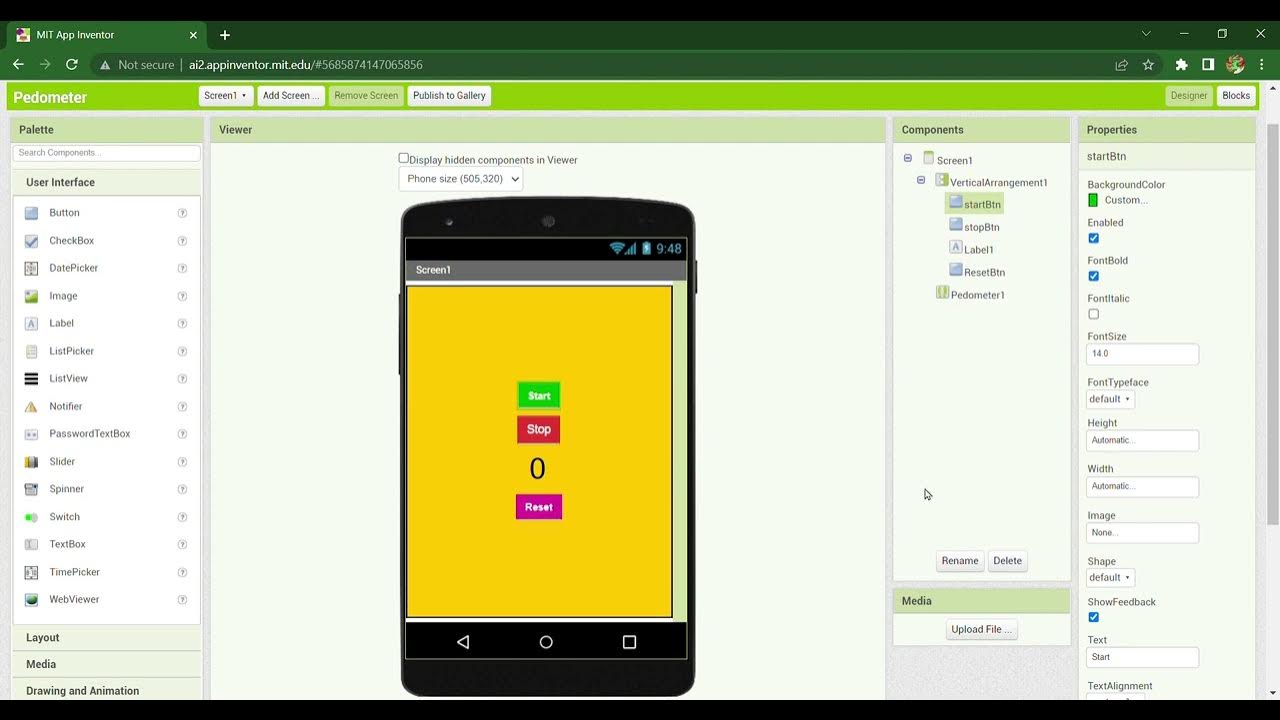 How to make PEDOMETER App in MIT App Inventor thecoder YouTube