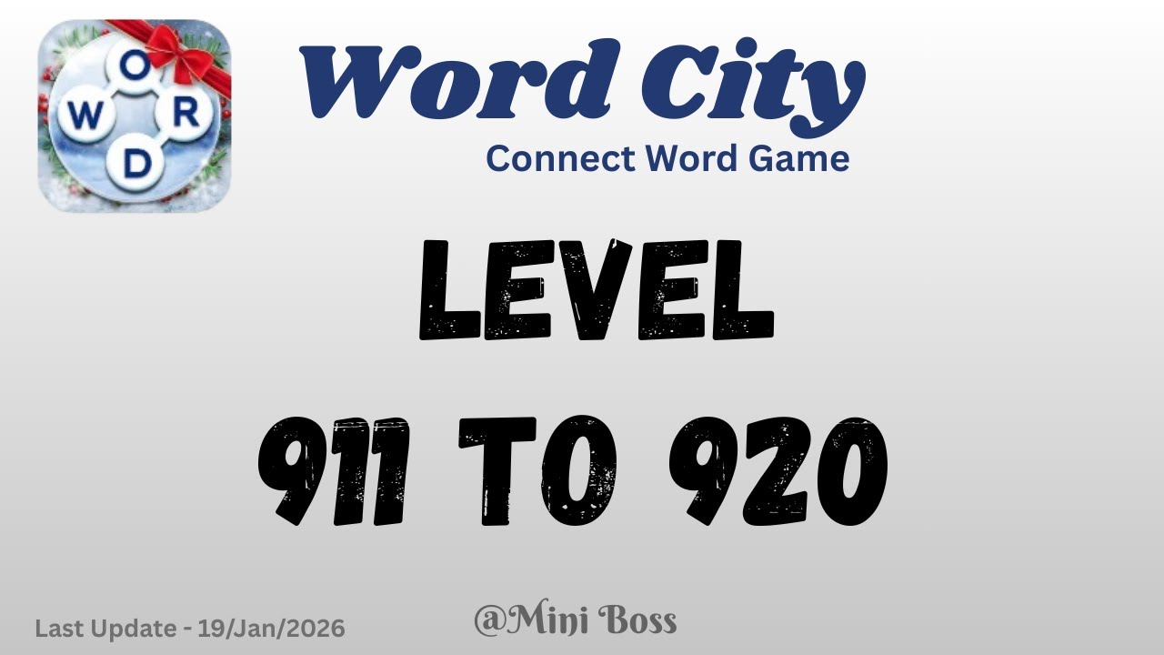 Word City Level Answers [911 to 920 Levels] | Connect Word Game 🧩✨ | Mini Boss