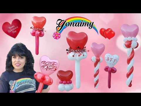 Heart Wand Balloon,- Varita con Corazon con globos 260 .