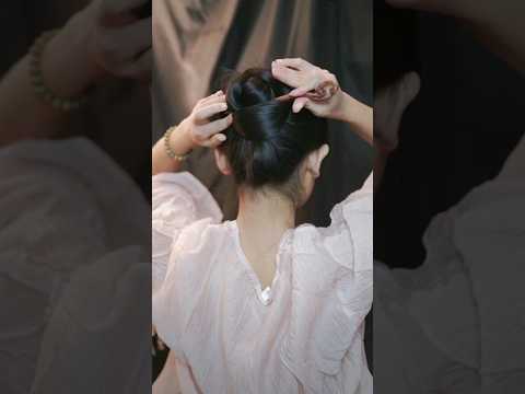 How to make hair bun with hair stick.#youtubeshorts #viral #shorts