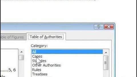 How to insert a table of authorities into a document in Word