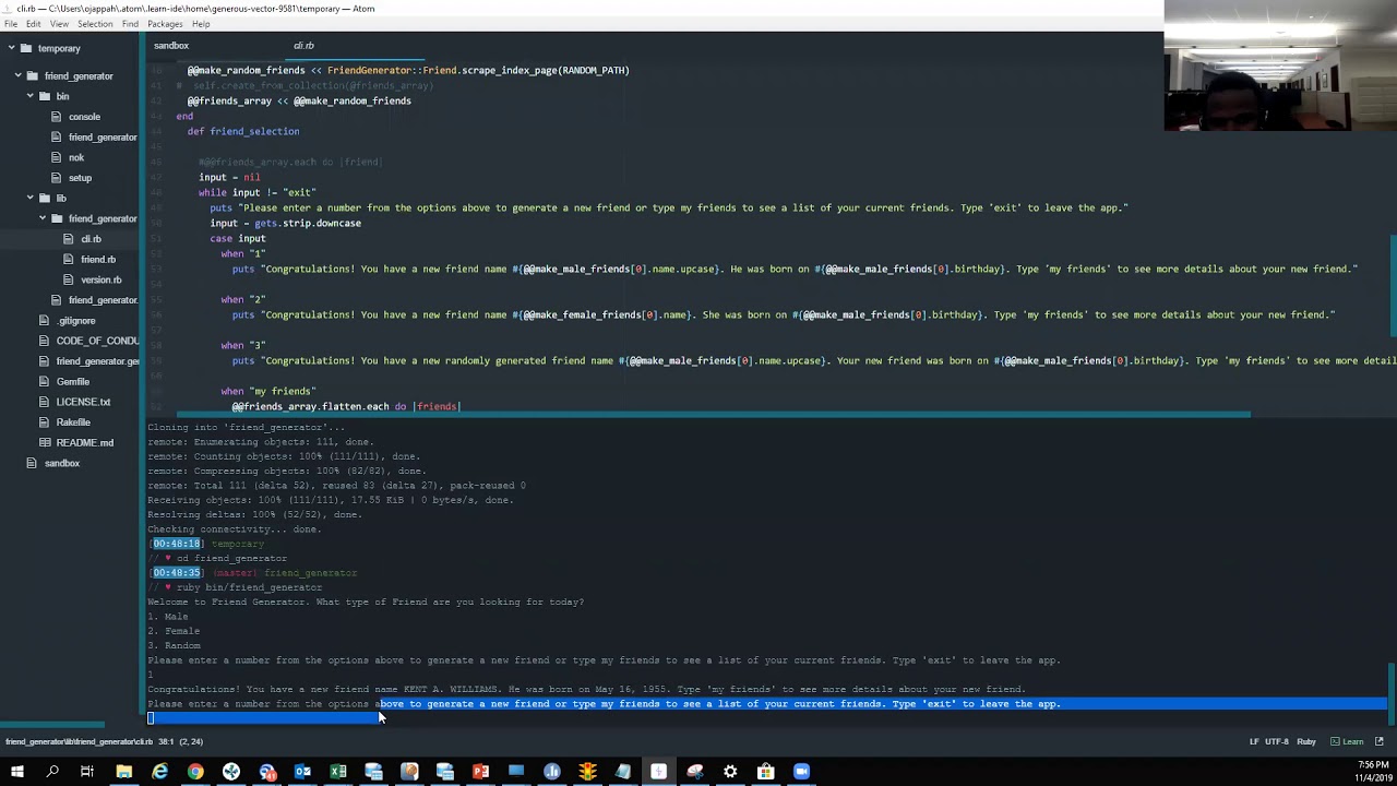 CLI Data Gem Friend Generator Short Video - YouTube