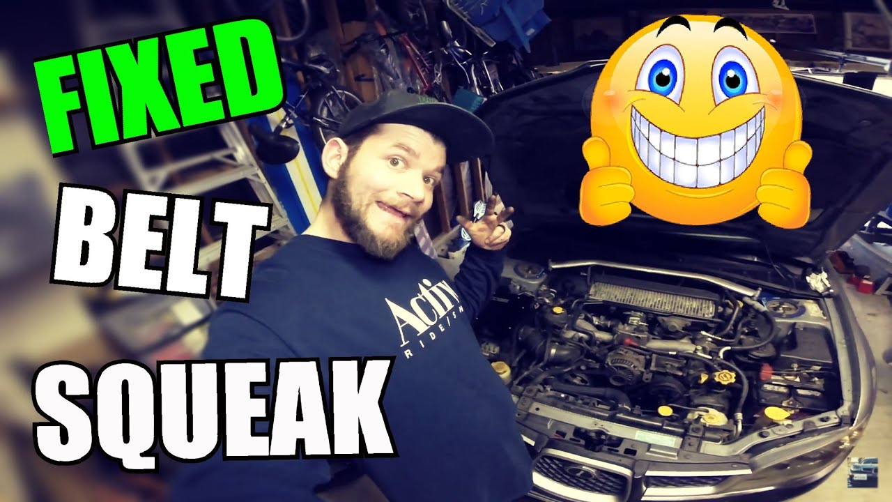 SUBARU BELT SQUEAK FIXED! TIGHTEN BELTS & REPLACE AC IDLER PULLEY