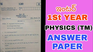 INTER FIRST YEAR PHYSICS SCHEME OF VALUATION MARCH 2020