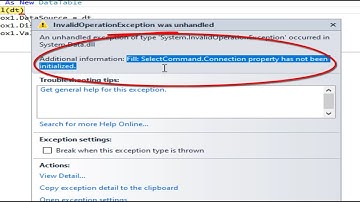 Fix error :SelectCommand Connection property has not been initialized in VB.NET