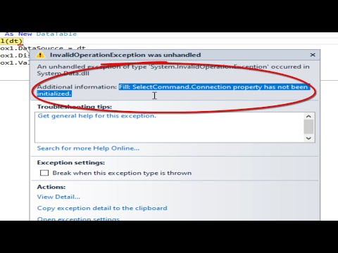 Fix error :SelectCommand Connection property has not been initialized in VB.NET