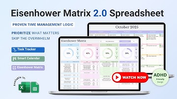 Eisenhower Matrix Spreadsheet with Smart Calendar - Decision Matrix - Task Priority Tracker
