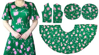 ✅🌸 How to Cut and Sew Circle Dress Easily With Umbrella Sleeves