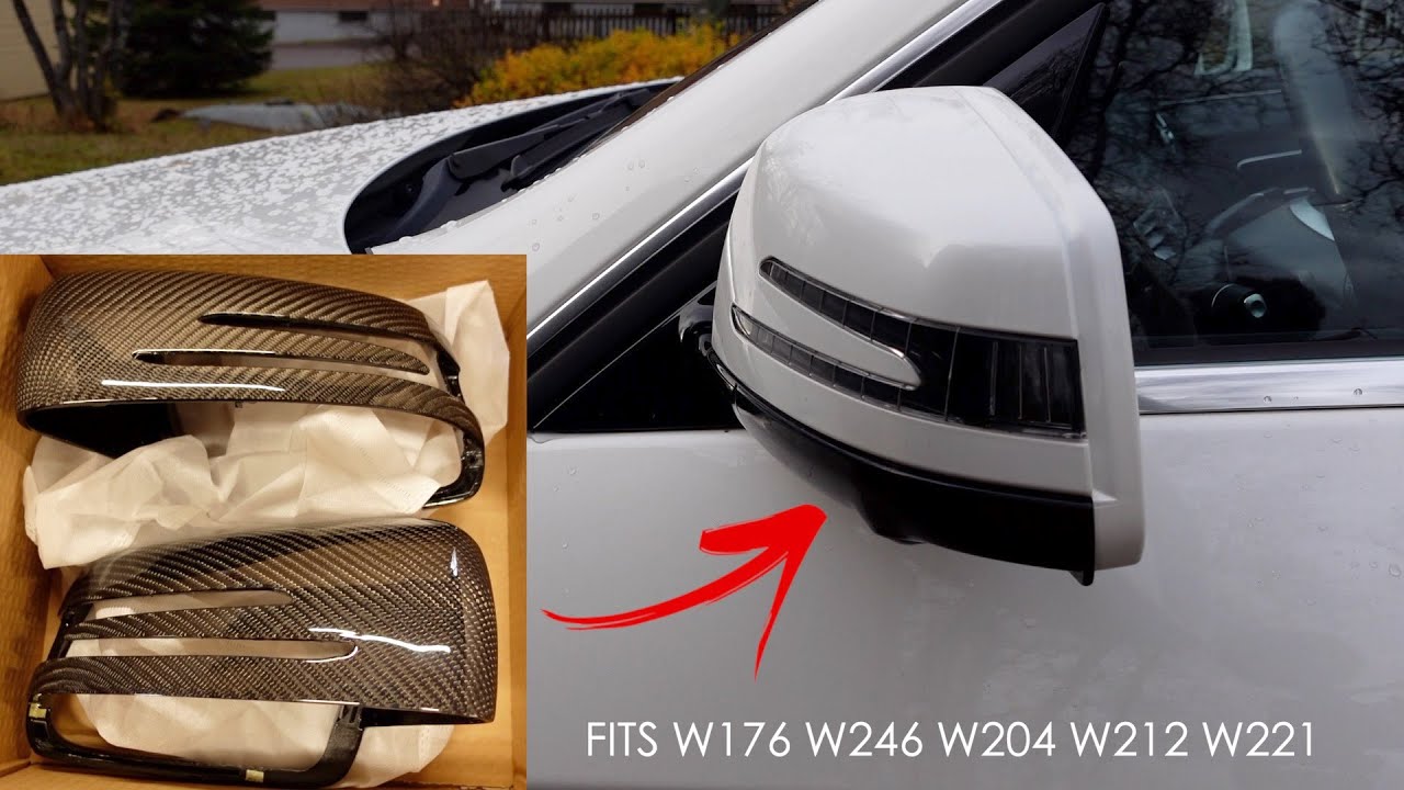 Door Rear View Mirror Cover, Carbon Fiber Style, Fits W176 - View #11
