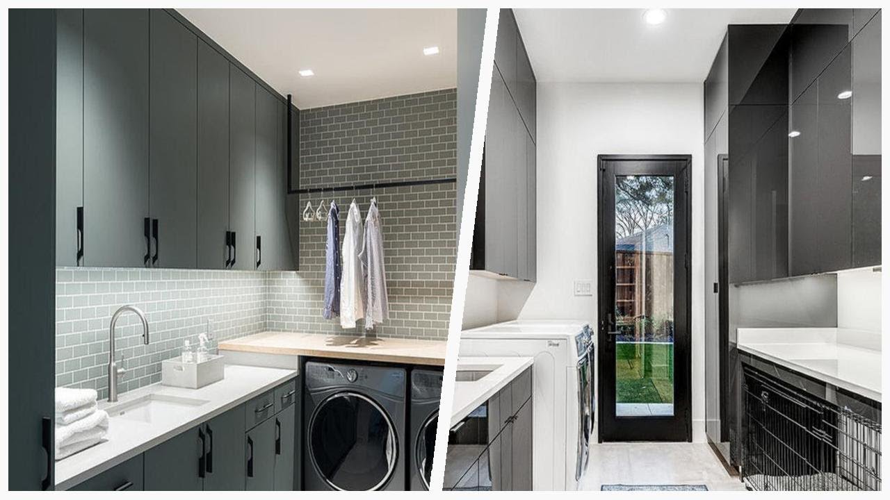 75 Laundry Room With Black Cabinets And Gray Cabinets Design Ideas You ...