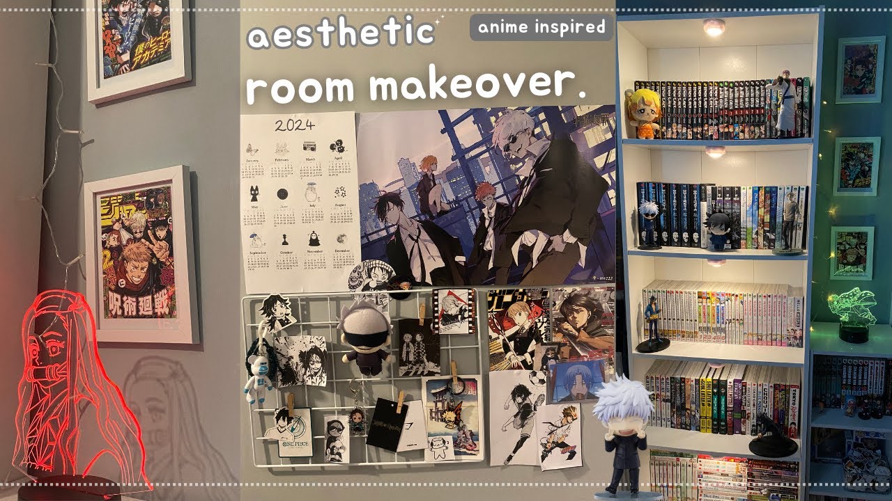 AESTHETIC room makeover 🐻‍ ️ anime room makeover, pinterest inspired