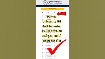 Purnea University UG 2nd Semester Result 2025 | Purnea University UG 2nd Semester Result 2024-28