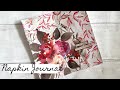 Napkin Journal collage with few supplies: napkin, stamp and crayons! EASY for BEGINNERS