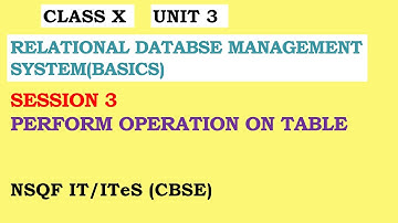 CLASS X UNIT 3 SESSION 3 PERFORM OPERATION ON TABLE